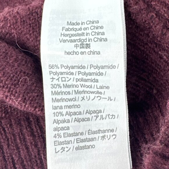 J.Crew Merino Alpaca Blend Mock neck Puff Sleeve Sweater Maroon Size Medium - Picture 7 of 8